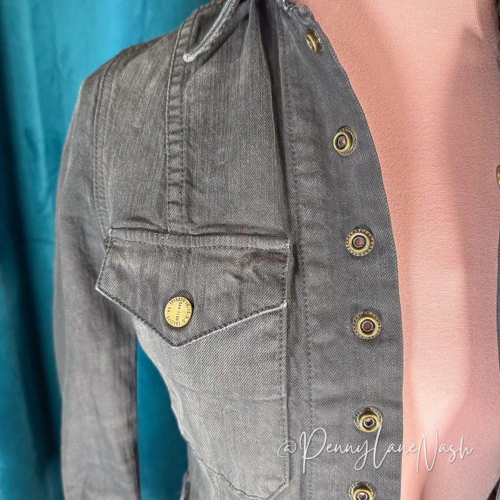 Current/Elliott The Snap Denim Jacket with Studs Midnight - Picture 4 of 12